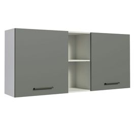Armário Aéreo Madesa Agata 150 cm 2 Portas e 2 Nichos Branco/Cinza