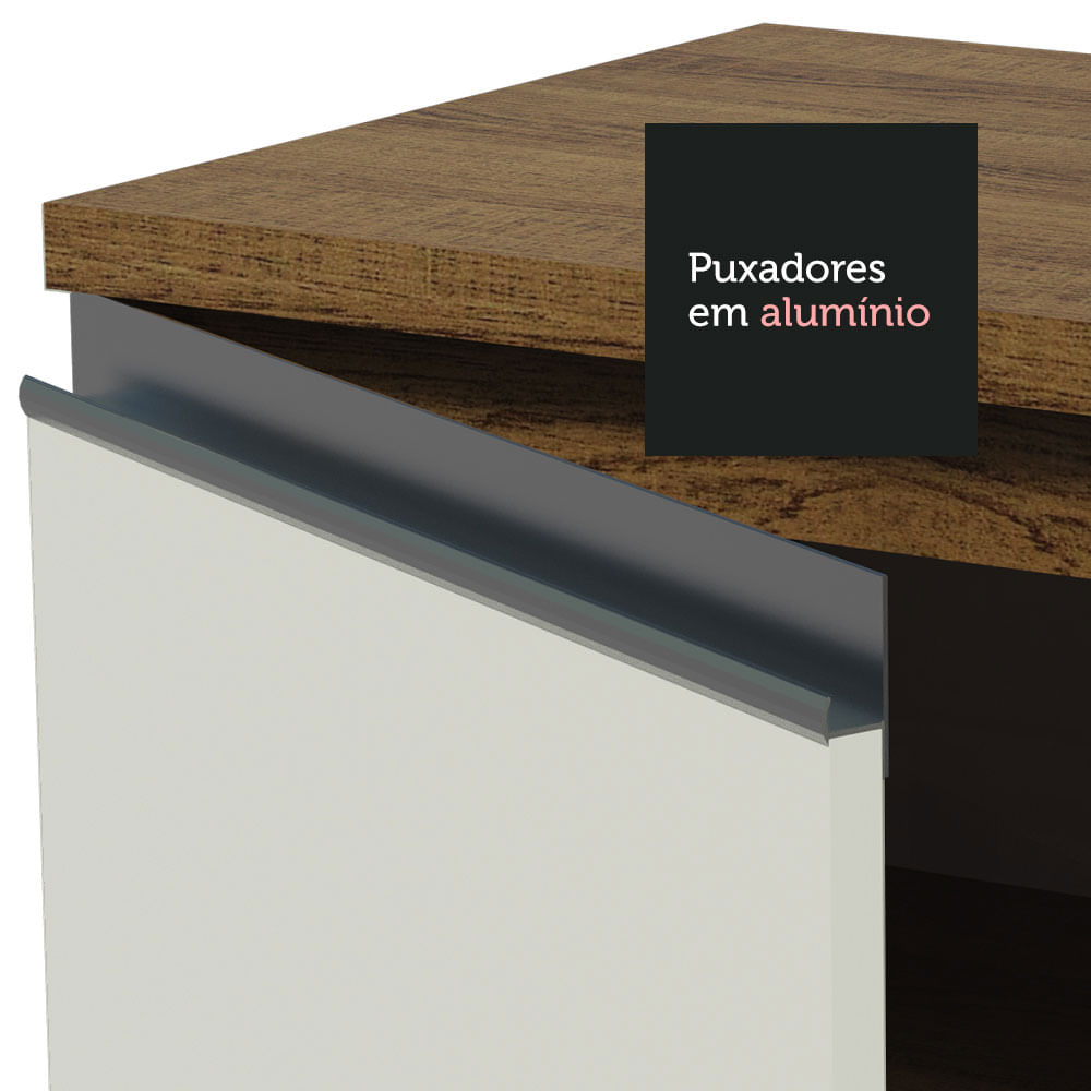 Armário de Cozinha Completa de Canto 329cm Branco Preto Glamy Madesa 02 -  Madesa Móveis