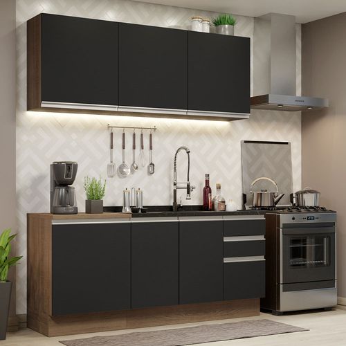 Armário de Cozinha Compacta 180cm Rustic Preto Glamy Madesa 05