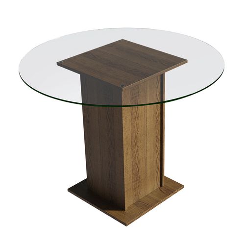 Mesa de Jantar Redonda Madesa 5324 com Tampo de Vidro Rustic