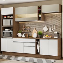 Armário de Cozinha Completa 290cm Rustic/Branco/Crema Vicenza Madesa 11