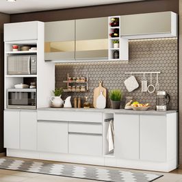 Armário de Cozinha Completa 290cm Branco/Crema Vicenza Madesa 11