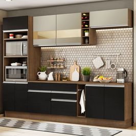 Armário de Cozinha Completa 290cm Rustic/Preto/Crema Vicenza Madesa 15