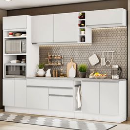 Armário de Cozinha Completa 290cm Branco Vicenza Madesa 12