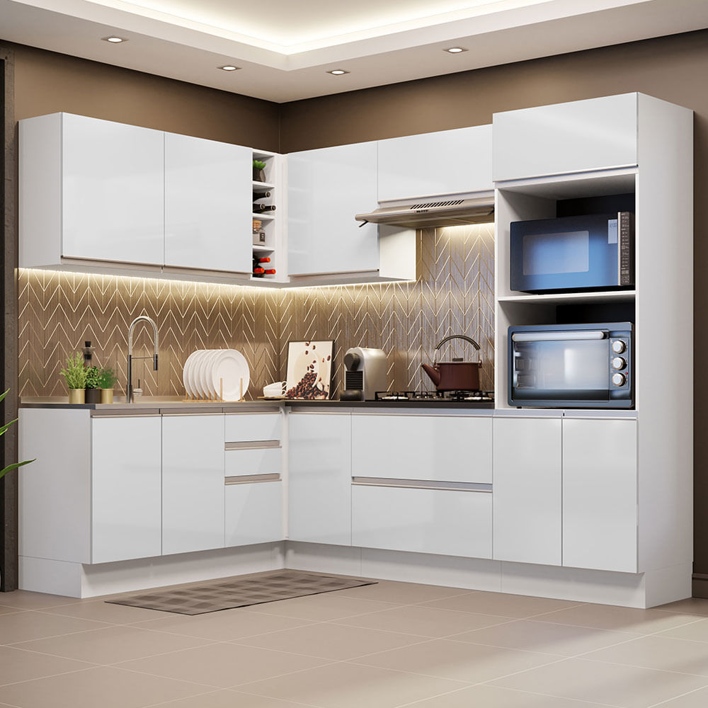 Armário de Cozinha Completa 300cm com frente branca