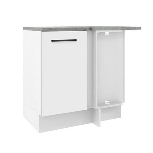 Balcão de Canto Madesa Agata 1 Porta 60 cm Profundidade (Com Tampo) Branco