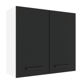 Armário Aéreo Madesa Agata 70 cm 2 Portas Branco/Preto