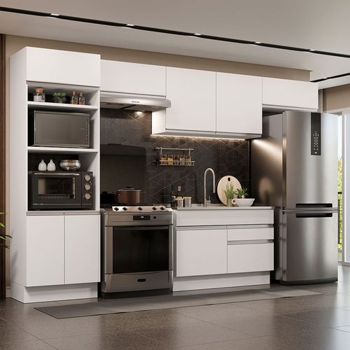 Armário de Cozinha Completa 350cm Branco Glamy Madesa 01