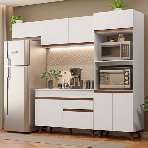 Armário de Cozinha Completa 260cm Branco Reims Madesa 08