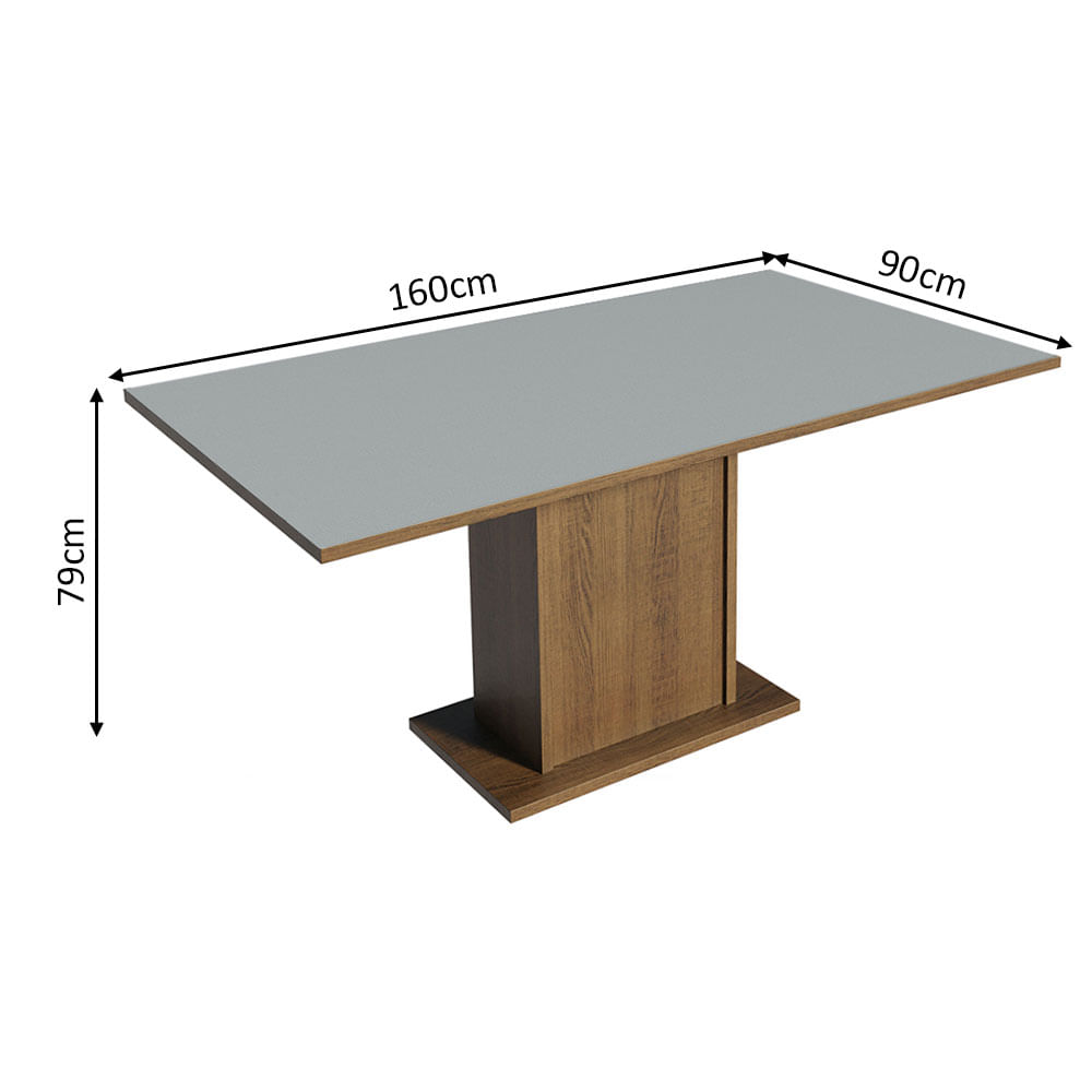 Mesa de Jantar Retangular Tampo de Madeira Rustic/Cinza 5275 Madesa ...