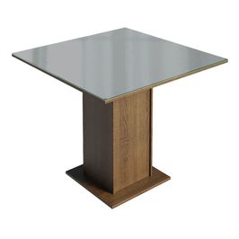 Mesa de Jantar Quadrada Tampo de Vidro Madesa 5363 Rustic/Cinza