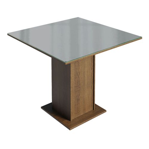 Mesa de Jantar Quadrada Tampo de Vidro Madesa 5363 Rustic/Cinza