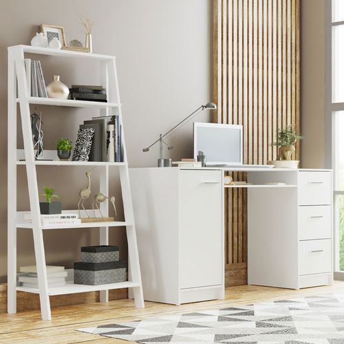 Escrivaninha Madesa Alaska + Estante Escada Branco