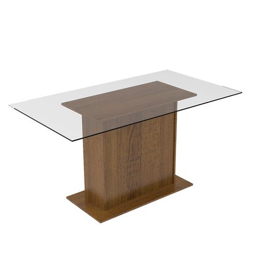Mesa de Jantar Madesa Retangular Tampo de Vidro 5330 Rustic
