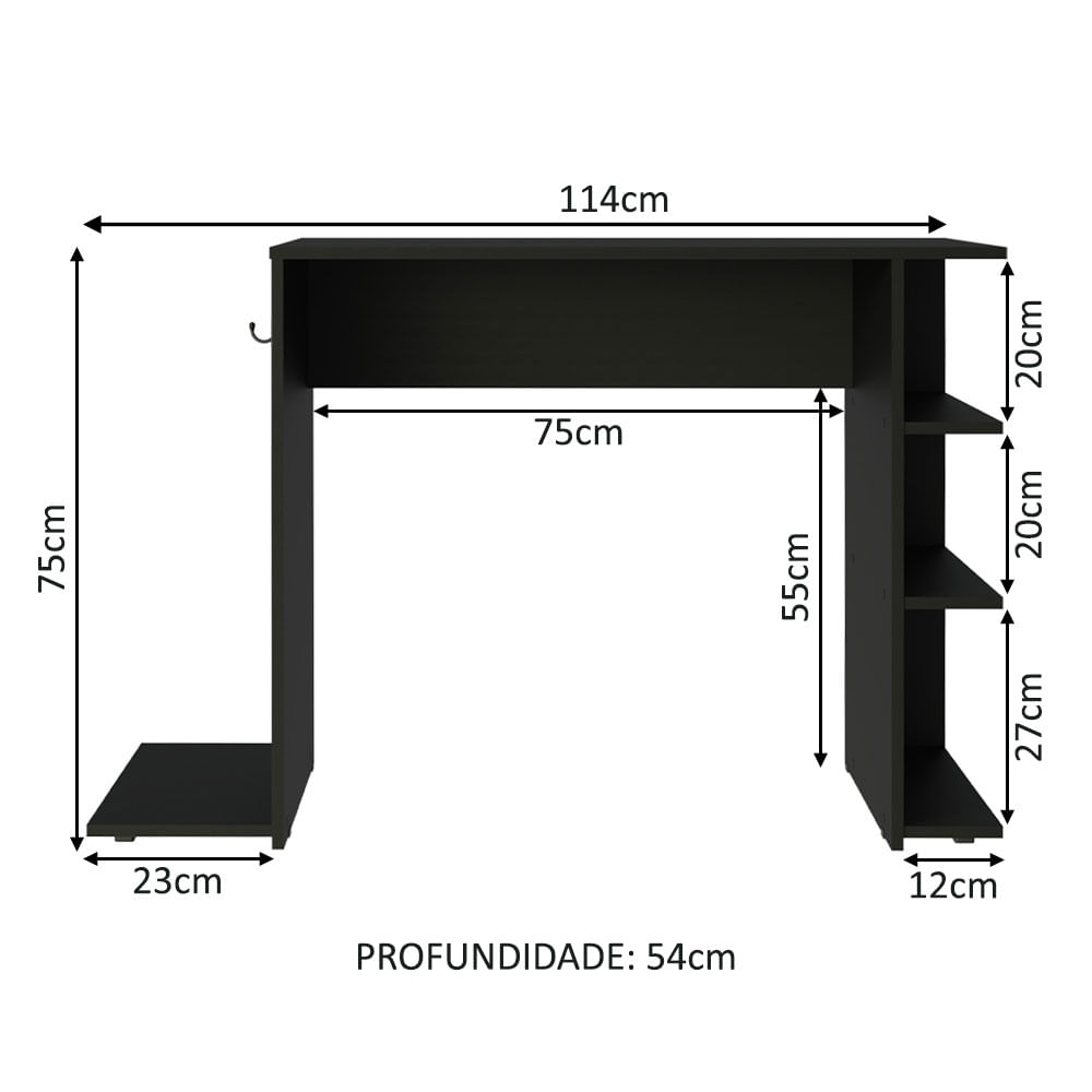 Mesa para Computador Gamer Preta 9414 Madesa - Madesa Móveis