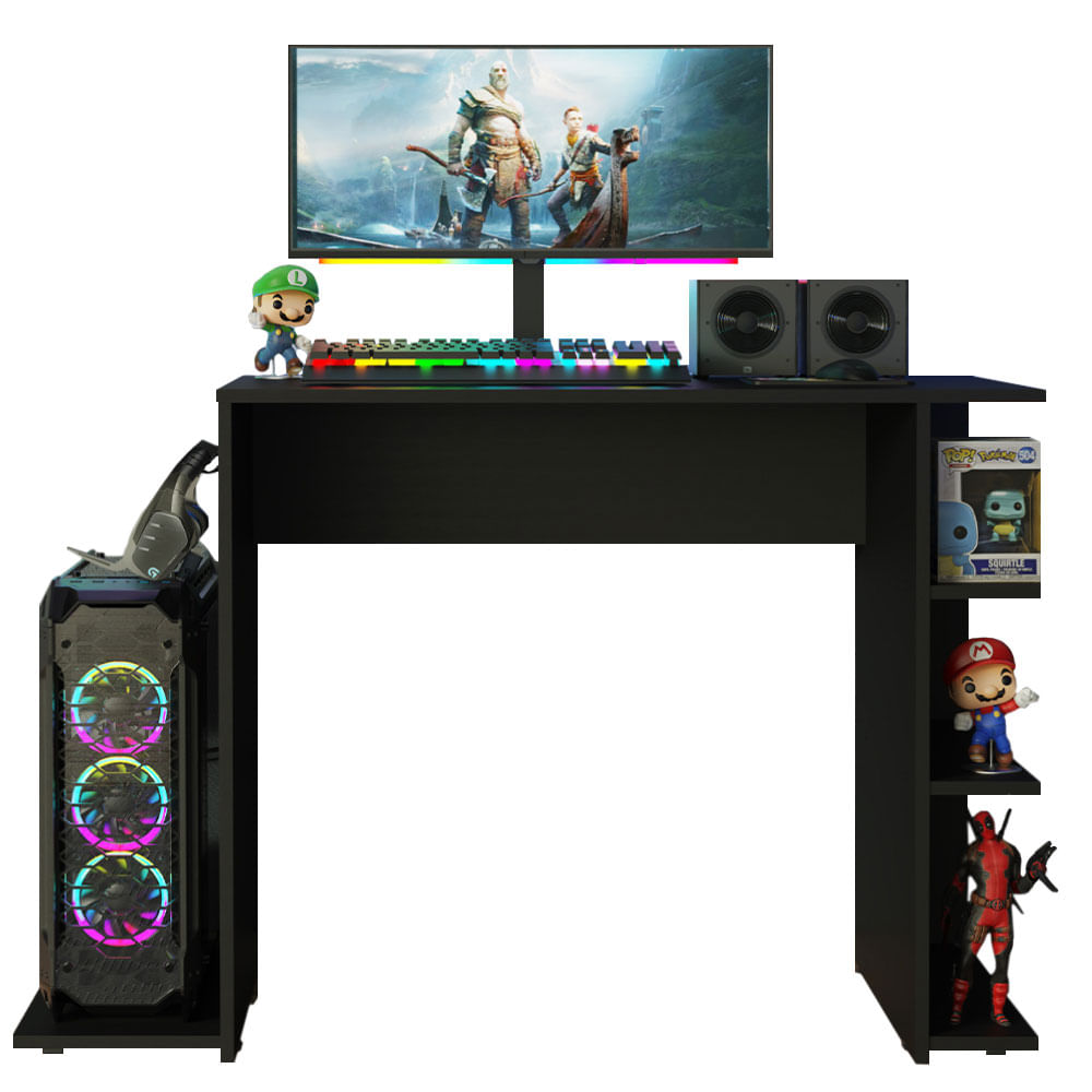 Mesa para Computador Gamer Preta 9414 Madesa - Madesa Móveis