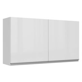 Armário Aéreo Madesa Acordes 100% MDF 120 cm 2 Portas Branco Brilho