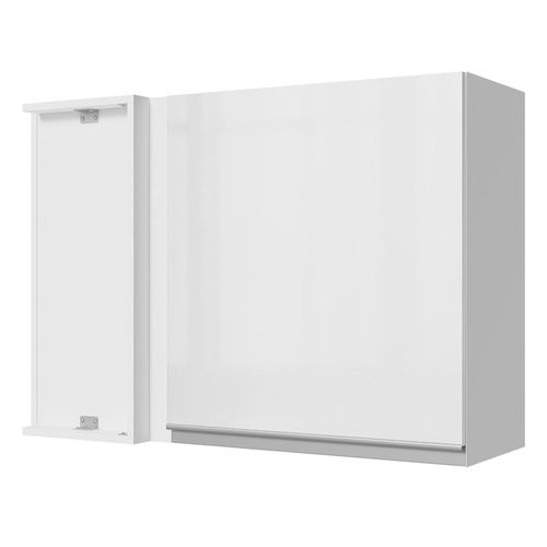 Armário Aéreo de Canto Madesa Acordes 100% MDF 1 Porta Branco Brilho