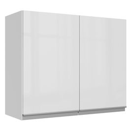 Armário Aéreo Madesa Acordes 100% MDF 80 cm 2 Portas Branco Brilho