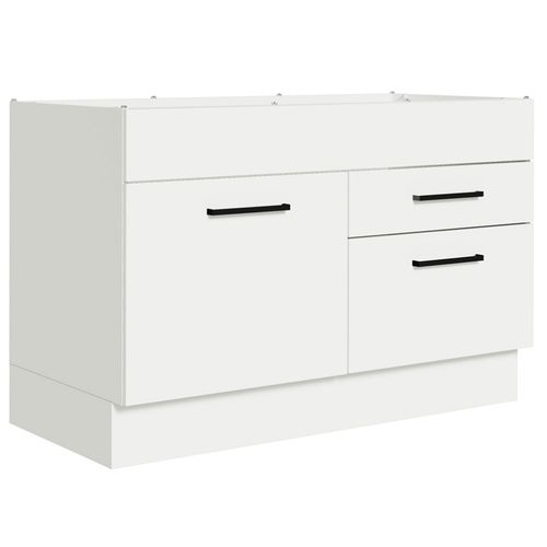 Balcão Gabinete de Pia 120 x 60 cm 1 Porta 2 Gavetas Branco (Sem Tampo) Agata Madesa