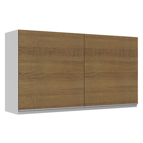 Armário Aéreo Madesa Acordes 100% MDF 120 cm 2 Portas Branco/Rustic