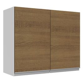 Armário Aéreo Madesa Acordes 100% MDF 80 cm 2 Portas Branco/Rustic