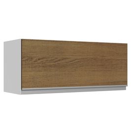 Armário Aéreo Madesa Acordes 100% MDF 80 cm 1 Porta Basculante Branco/Rustic