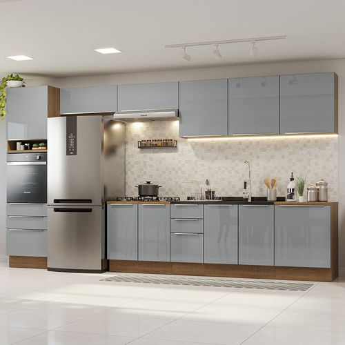 Armário de Cozinha Completa 400cm Rustic/Cinza Lux da Thauane Madesa