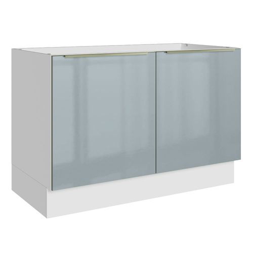 Balcão Gabinete de Pia Madesa Lux 120 cm 2 Portas (Sem Tampo) Branco/Cinza