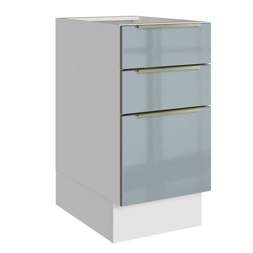 Balcão Madesa Lux 40 cm 3 Gavetas (Sem Tampo) Branco/Cinza