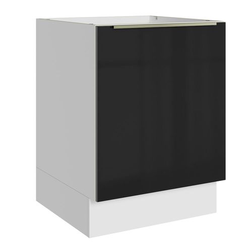 Balcão Madesa Lux 60 cm 1 Porta (Sem Tampo) Branco/Preto