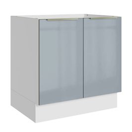 Balcão Madesa Lux 80 cm 2 Portas (Sem Tampo) Branco/Cinza