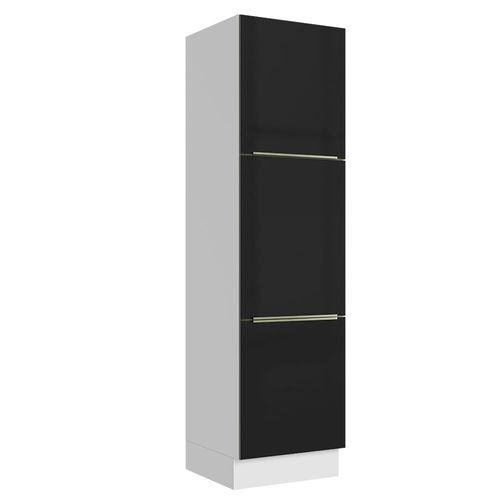 Paneleiro Madesa Lux 60 cm 3 Portas Branco/Preto