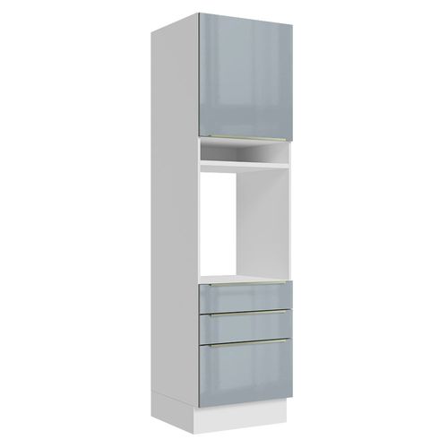 Torre Quente Madesa Lux 60 cm 1 Porta 3 Gavetas Branco/Cinza