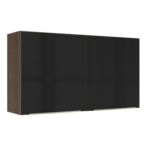 Armário Aéreo Madesa Lux 120 cm 2 Portas Rustic/Preto