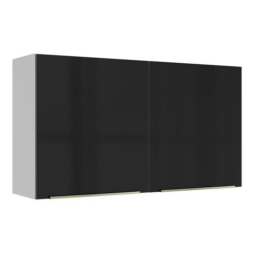Armário Aéreo Madesa Lux 120 cm 2 Portas Branco/Preto
