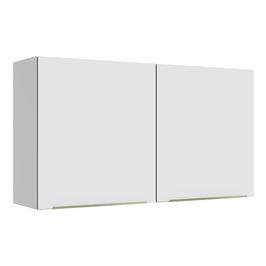 Armário Aéreo Madesa Lux 120 cm 2 Portas Branco/Branco Veludo