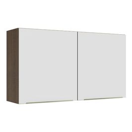 Armário Aéreo Madesa Lux 120 cm 2 Portas Rustic/Branco Veludo