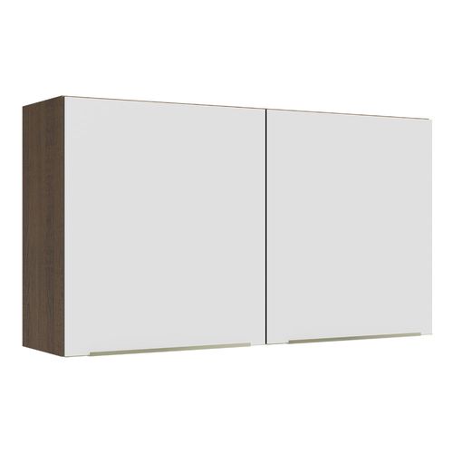 Armário Aéreo Madesa Lux 120 cm 2 Portas Rustic/Branco Veludo