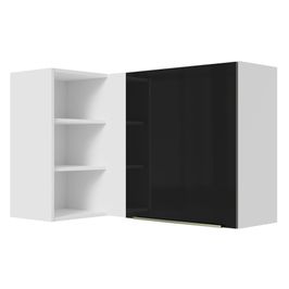 Armário Aéreo de Canto com Adega Acoplada Madesa Lux 1 Porta Branco/Preto