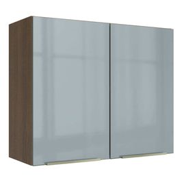 Armário Aéreo Madesa Lux 80 cm 2 Portas Rustic/Cinza