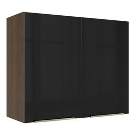 Armário Aéreo Madesa Lux 80 cm 2 Portas Rustic/Preto