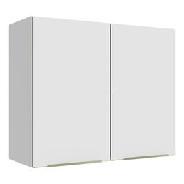Armário Aéreo Madesa Lux 80 cm 2 Portas Branco/Branco Veludo