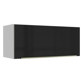Armário Aéreo Madesa Lux 80 cm 1 Porta Basculante Branco/Preto