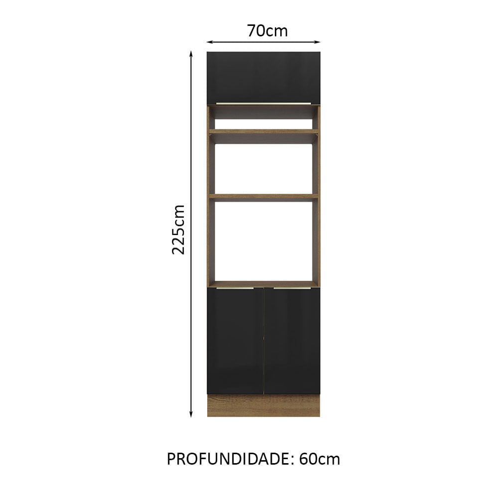Torre Quente Madesa Lux 70 cm 3 Portas Rustic/Preto - Madesa Móveis