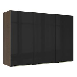 Armário Aéreo Madesa Lux 120 cm 3 Portas Rustic/Preto