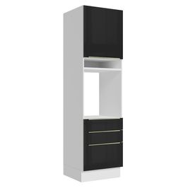 Torre Quente Madesa Lux 60 cm 1 Porta 3 Gavetas Branco/Preto