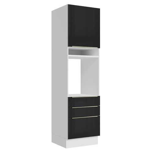 Torre Quente Madesa Lux 60 cm 1 Porta 3 Gavetas Branco/Preto