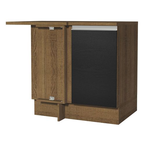 Balcão de Canto Madesa Glamy 1 Porta Rustic/Preto