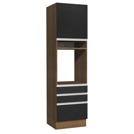Torre Quente Madesa Glamy 60 cm 1 Porta 3 Gavetas Rustic/Preto